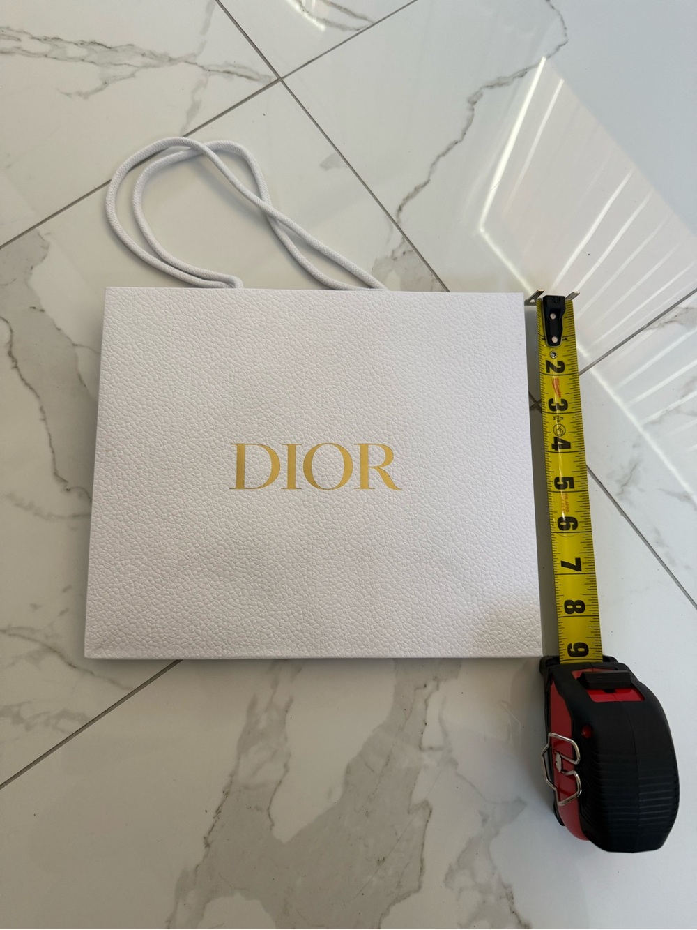 Dior White and Gold Logo Shopping Bag Classy